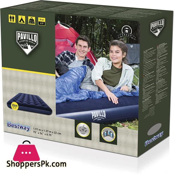 Bestway Comfort Quest Flocked Double Air Bed Blue 75 x 54 x 8.75 Inch