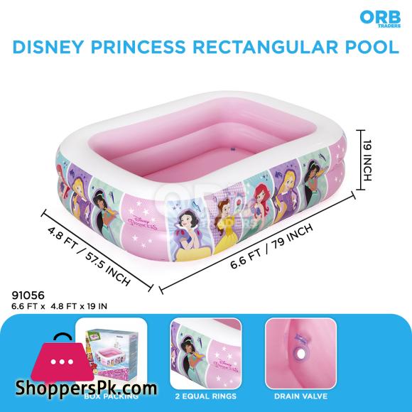 Bestway Disney Princess Inflatable Family Pool For Kids Girls & Boys Summer Play Water Games 4.8 Fit Width 19 Inch Depth 6.6 Ft Length - 91056