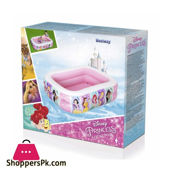 Bestway Disney Princess Inflatable Family Pool For Kids Girls & Boys Summer Play Water Games 4.8 Fit Width 19 Inch Depth 6.6 Ft Length - 91056