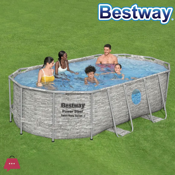 Bestway Power Steel Swim Vista Oval Pool 427x250x100CM - 56714