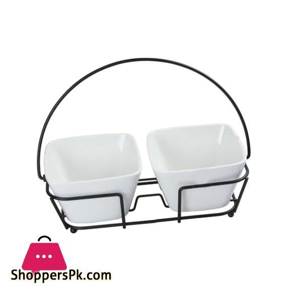 Brilliant Ceramic 2 Pcs Square Bowl with Stand - BR0313