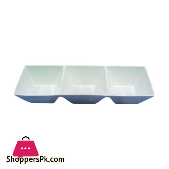 Brilliant Ceramic Rectangle 3 Section Plate 14.75 Inch- BR0301