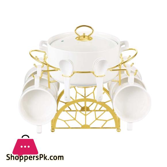 Brilliant Ceramic Soup Set With Candle Stand 16 Piece - BR4043