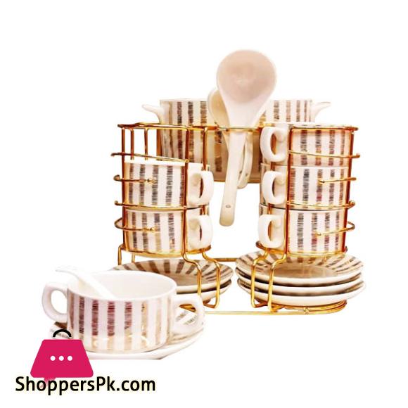 Brilliant Ceramic Soup Set With Candle Stand 22 Piece - BR4042