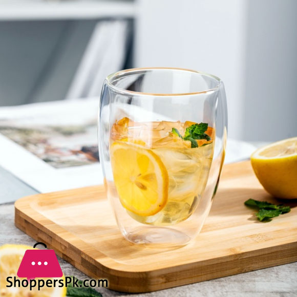 Deli Delisoga 350ml Double Walled Glass High Borosilicate Glass Coffee Mug Milk 1Pcs