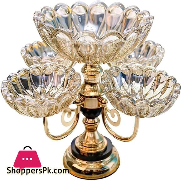 Fruit Stand Fruit Bowl Crystal Glass Multi-layer Fruit Plate Creative Snack Candy Plate