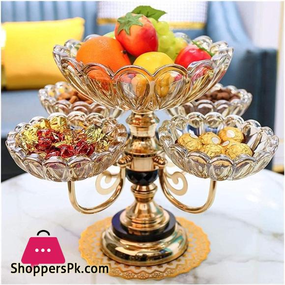 Fruit Stand Fruit Bowl Crystal Glass Multi-layer Fruit Plate Creative Snack Candy Plate
