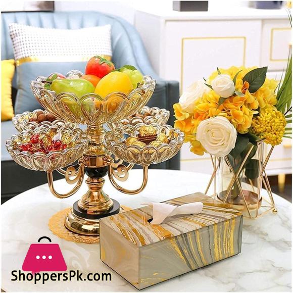 Fruit Stand Fruit Bowl Crystal Glass Multi-layer Fruit Plate Creative Snack Candy Plate