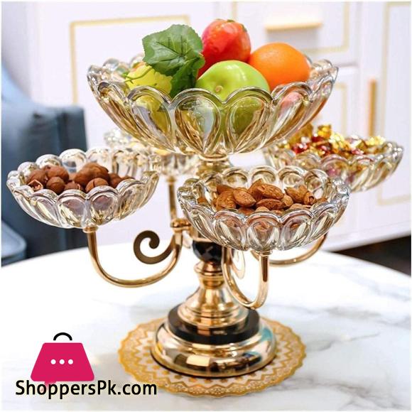 Fruit Stand Fruit Bowl Crystal Glass Multi-layer Fruit Plate Creative Snack Candy Plate