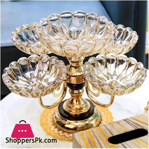 Fruit Stand Fruit Bowl Crystal Glass Multi-layer Fruit Plate Creative Snack Candy Plate