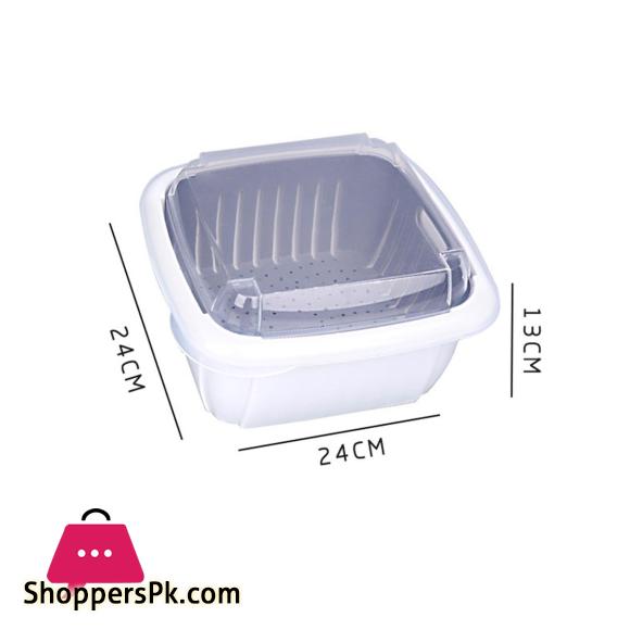 MAXWARE Double Tier Storage Box with Lid Household Refrigerator Fruit Vegetable Drain Basket