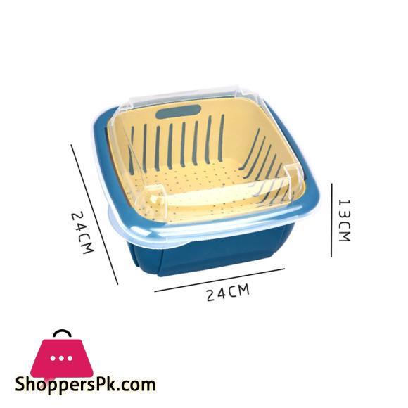 MAXWARE Double Tier Storage Box with Lid Household Refrigerator Fruit Vegetable Drain Basket