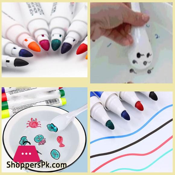 Magical Water Painting Pen, Magic Doodle Drawing Pens 12 Colors Set Painting Floating Marker Pens Doodle Water Floating Pens with 1pcs Ceramic Spoon for Kids Adult Gift (12 Colors)