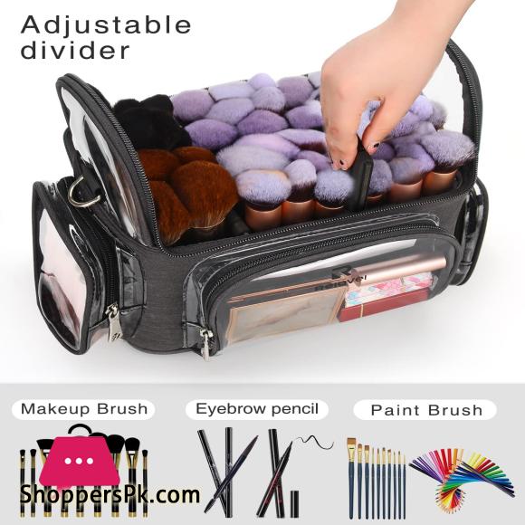 Makeup Case Professional Makeup Bag for Artist Cosmetic Brush Storage Holder Organizer Travel Portable with Adjustable Dividers