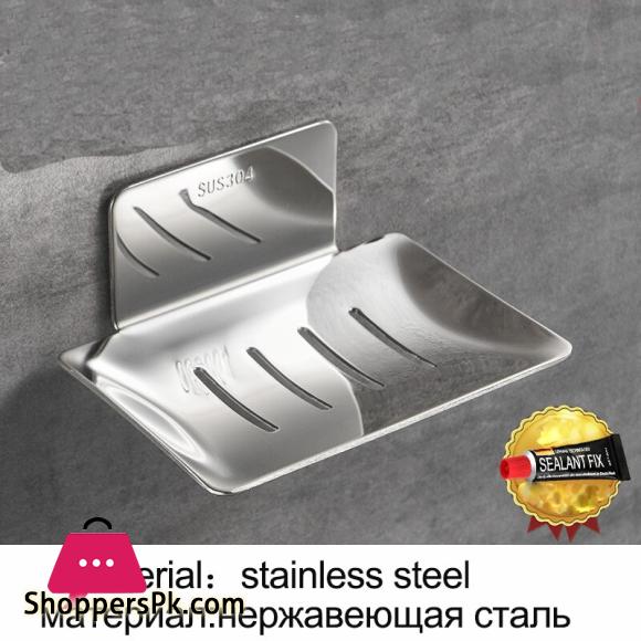 No Drilling Soap Dish Wall Mounted bathroom organizer metal soap holder