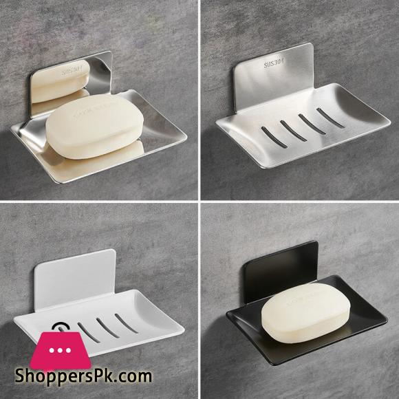 No Drilling Soap Dish Wall Mounted bathroom organizer metal soap holder