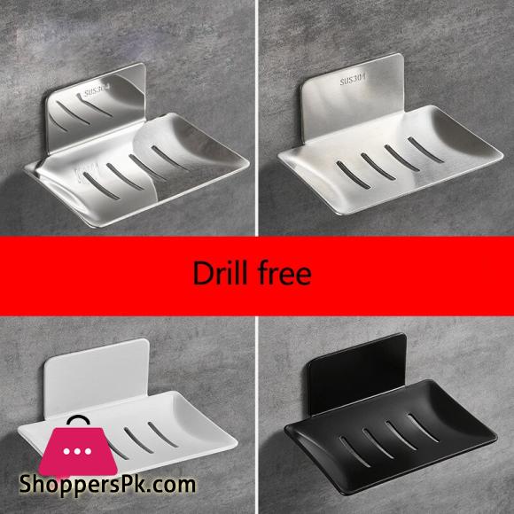 No Drilling Soap Dish Wall Mounted bathroom organizer metal soap holder