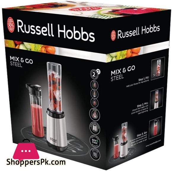 Russell Hobbs Mix & Go Steel Blender Stand Mixer Smoothie Maker Stainless Steel
