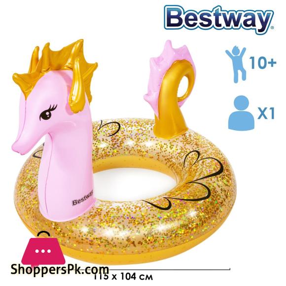 Seahorse Circle Swimming Glitter Swimming Ring 115x104 CM - 36305