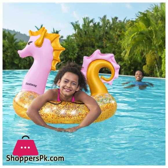 Seahorse Circle Swimming Glitter Swimming Ring 115x104 CM - 36305
