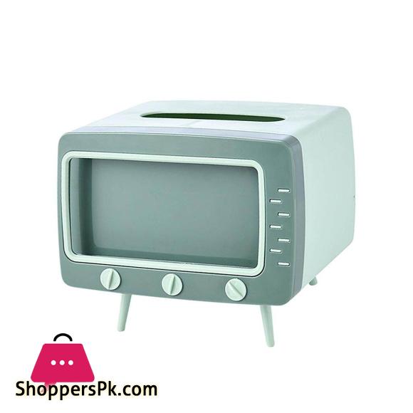 TV Tissue Box + Mobile Phone Stand Desktop Tissue Napkin Holder Case
