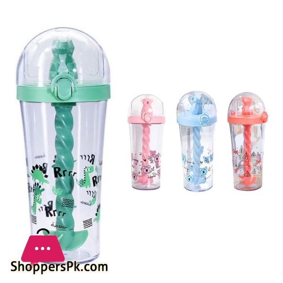 Water Bottle Reusable Insulated Plastic Cartoon Reusable Straw Travel Cup for Home