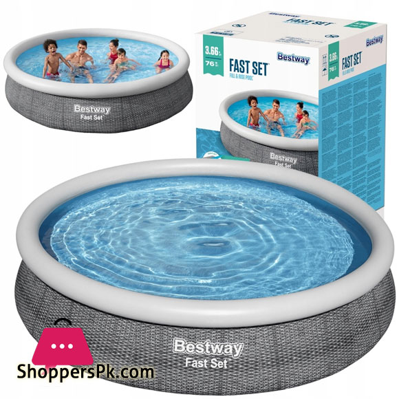 Bestway 12ft x 30 Inch Fordable Easy Set Above Ground Swimming Pool for Backyard or Garden - 57443