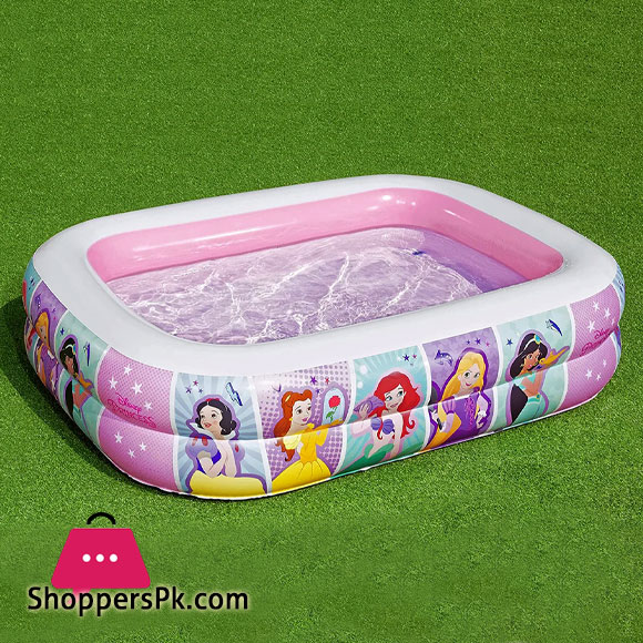 Bestway Disney Princess Inflatable Family Pool For Kids Girls & Boys Summer Play Water Games 4.8 Fit Width 19 Inch Depth 6.6 Ft Length - 91056