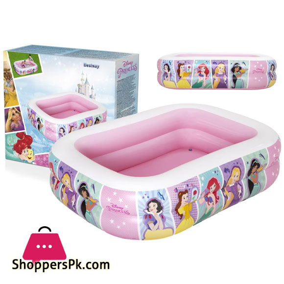 Bestway Disney Princess Inflatable Family Pool For Kids Girls & Boys Summer Play Water Games 4.8 Fit Width 19 Inch Depth 6.6 Ft Length - 91056
