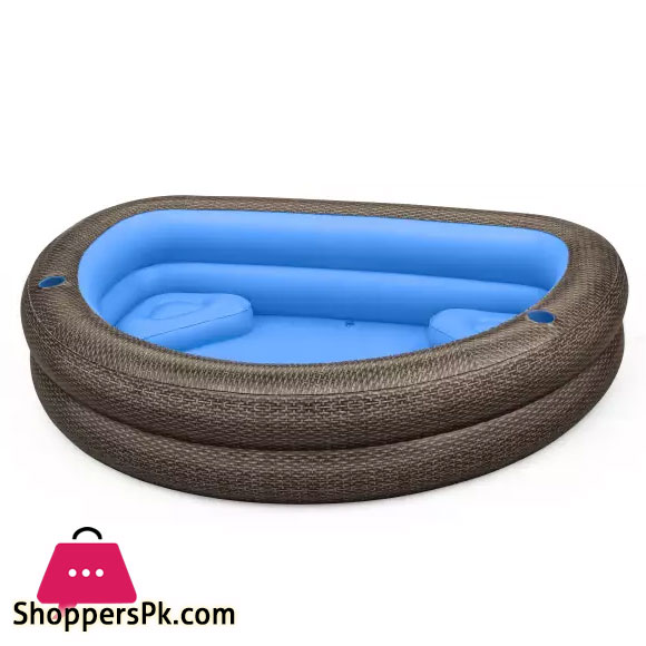 Bestway Rattan Look Chocolate Brown TruPrint Family Pool 231 x 178 x 53 cm