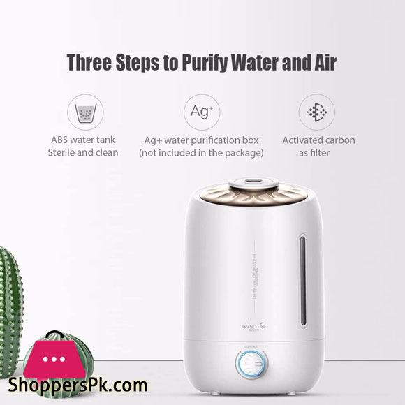 Deerma F600 Ultrasonic Humidifier Manual Air Purifier Rotatable Mist Nozzle Quiet Operation with Activated Carbon Filter for Home & Office (5L)
