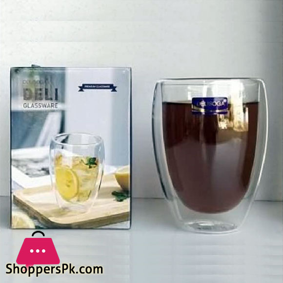 Deli Delisoga 350ml Double Walled Glass High Borosilicate Glass Coffee Mug Milk 1Pcs