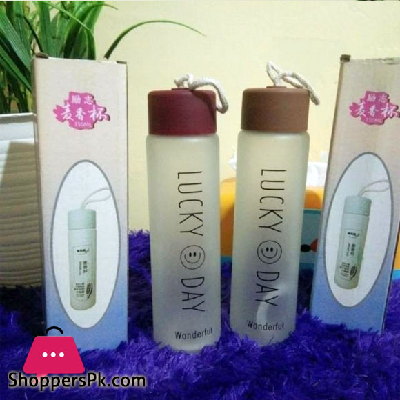 Glass Bottle Happy Day Lucky Day Glass Drinking Bottle 350ml