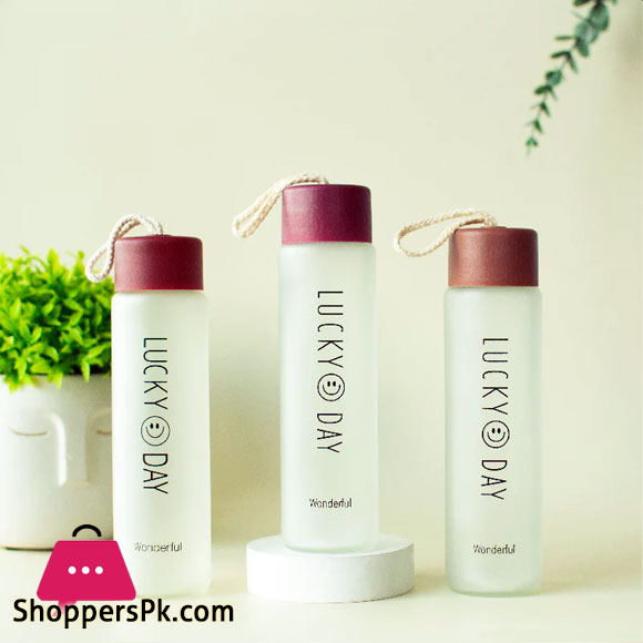Glass Bottle Happy Day Lucky Day Glass Drinking Bottle 350ml