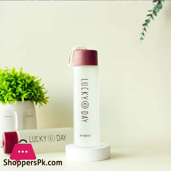 Glass Bottle Happy Day Lucky Day Glass Drinking Bottle 350ml
