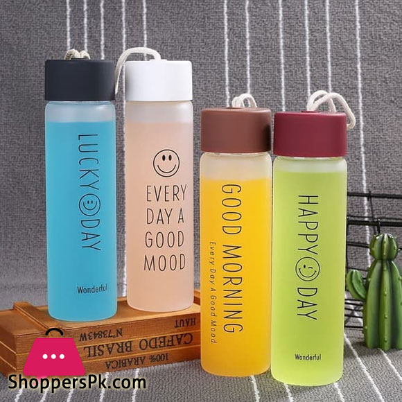 Glass Bottle Happy Day Lucky Day Glass Drinking Bottle 350ml