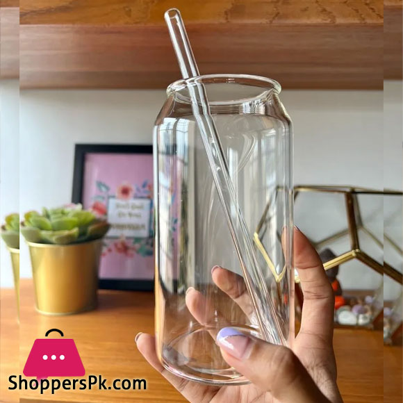 Ice Tea Glass with Glass Straw Acrylic Capacity 500ml