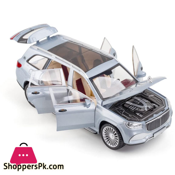 Mercedes-Benz Gls 600 Maybach Die-Cast Model Metro Luxury 1:24 Alloy Model Car with Sound Light Pull-Back Car Toys for Children Kids