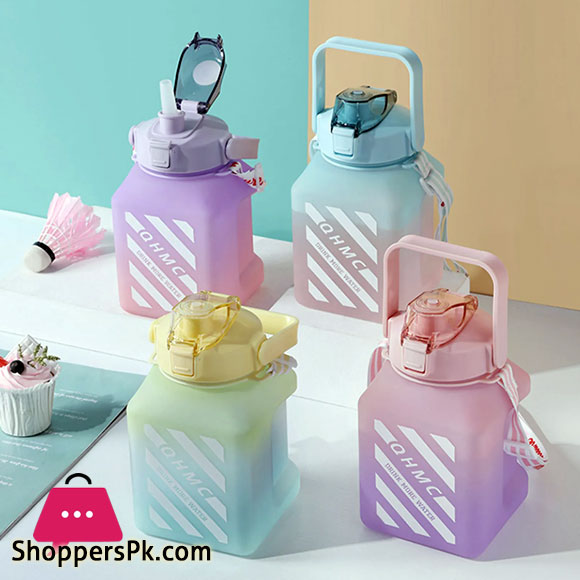 Plastic Water Bottle With Straw Gradient Color Student Portable Outdoor Water Cups Agua 600ML