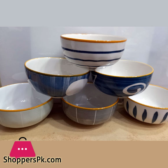 Porcelain Soup Bowls Pack of 4 (8.5 Oz) - Creative Abstract Shape Art Design Soup Bowl Multi-Design