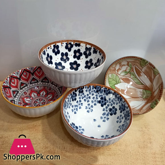 Set of 4 Japanese Ceramic Dinner Bowls 4.5 Inch Porcelain Rice Bowls Dinnerware Set Best Gift