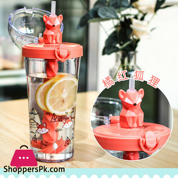 Water Bottle Reusable Insulated Plastic Cartoon Reusable Straw Travel Cup for Home