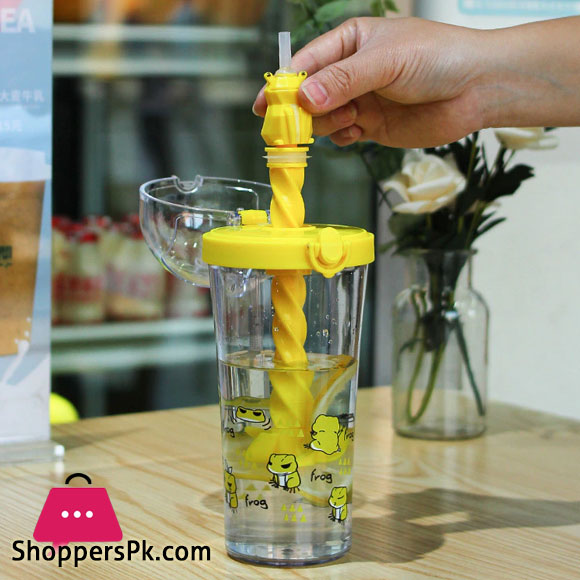 Water Bottle Reusable Insulated Plastic Cartoon Reusable Straw Travel Cup for Home