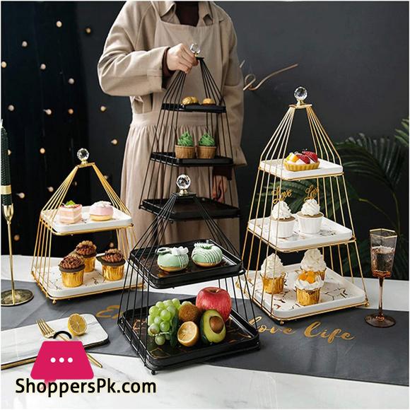3 Tier Fruit Bowl Ceramic Fruit Tray European-style Cake Stand Snack Tray Household Ceramic Fruit Basket Stand