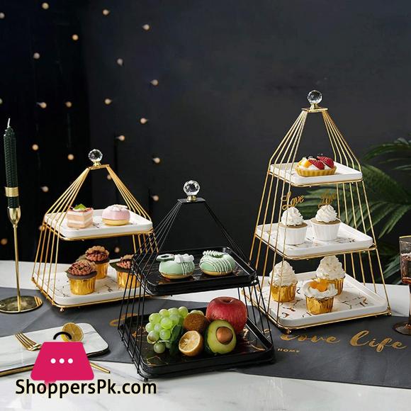 3 Tier Fruit Bowl Ceramic Fruit Tray European-style Cake Stand Snack Tray Household Ceramic Fruit Basket Stand