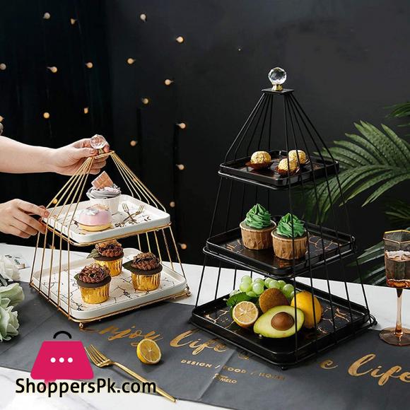 3 Tier Fruit Bowl Ceramic Fruit Tray European-style Cake Stand Snack Tray Household Ceramic Fruit Basket Stand
