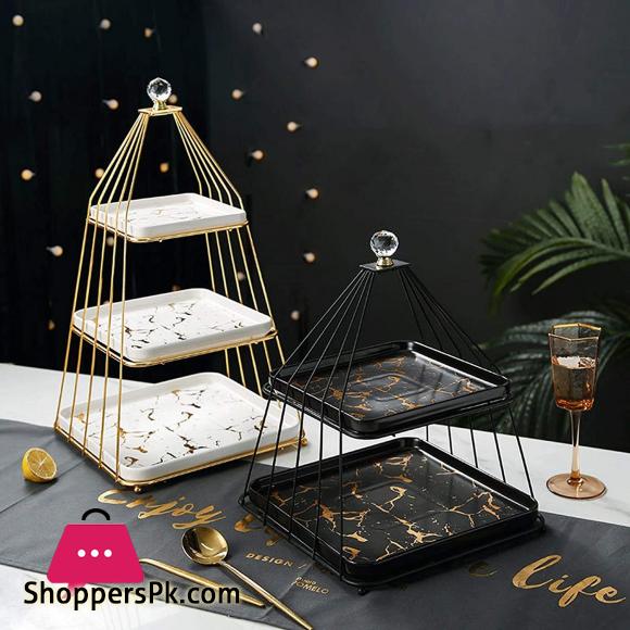 3 Tier Fruit Bowl Ceramic Fruit Tray European-style Cake Stand Snack Tray Household Ceramic Fruit Basket Stand