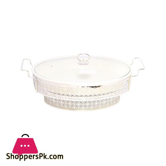 Brilliant Oval Casserole Serving Dish Food Warmer With Tea Light Candle Stand 12 Inch - BR05024