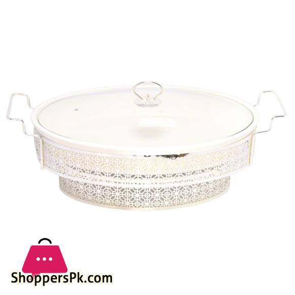 Brilliant Oval Casserole Serving Dish Food Warmer With Tea Light Candle Stand 16 Inch - BR05026