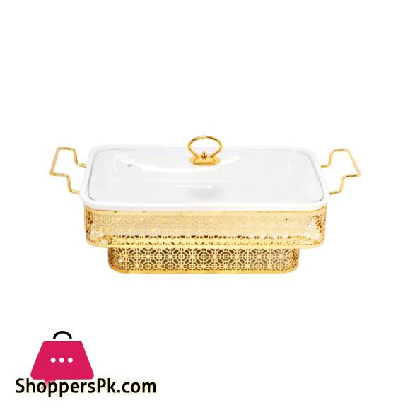 Brilliant Rectangle Casserole Serving Dish Food Warmer With Tea Light Candle Stand 12 Inch - BR04021